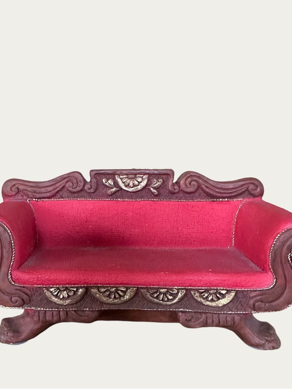 Miniature Red Decorative Sofa Stone Critters Vintage